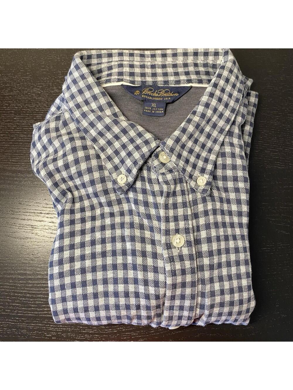 Brooks Brothers 1818 Gray Plaid Button Down Shirt Men XL
